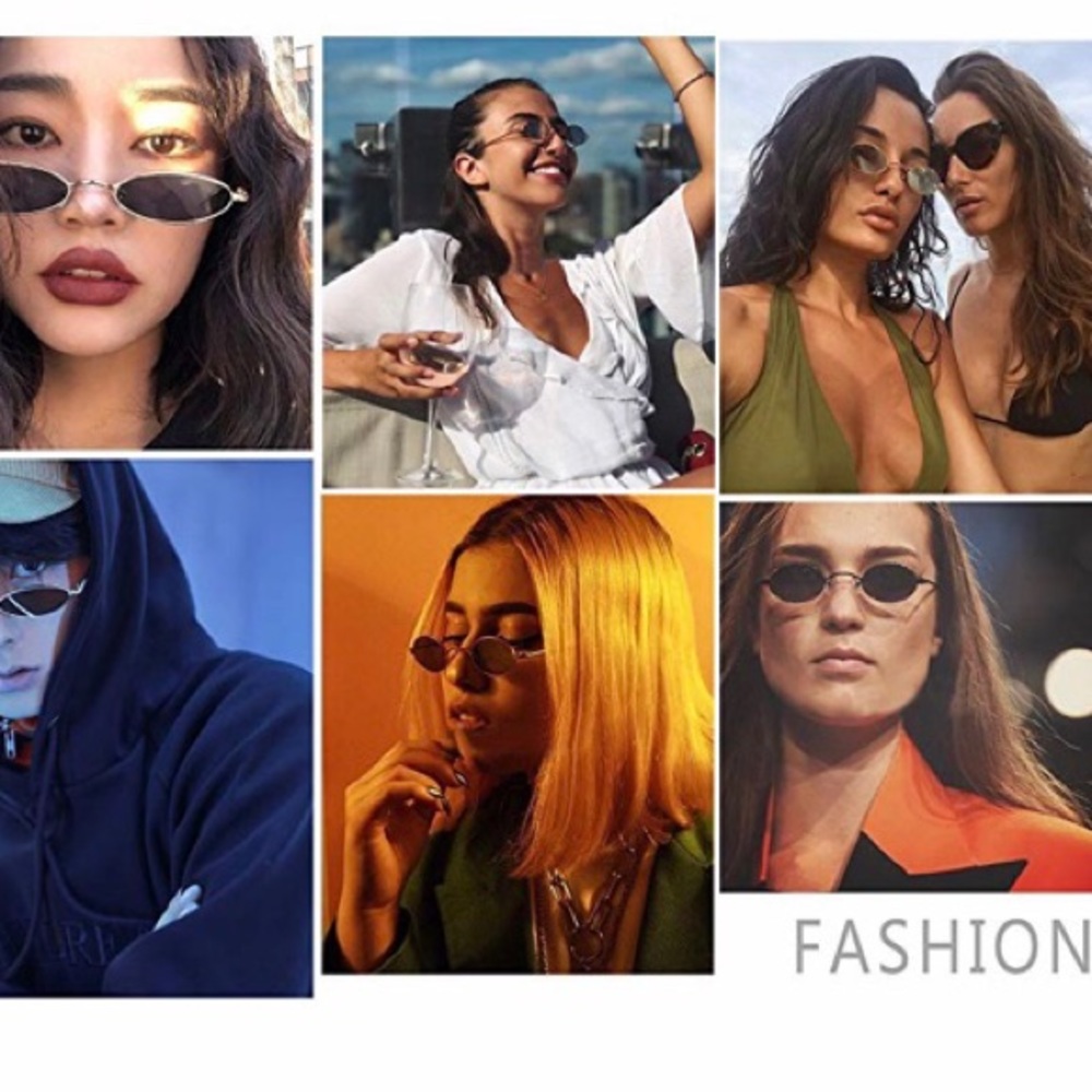 Vintage Oval Small Metal Frame Sunglass For Women - Picture 6 of 7